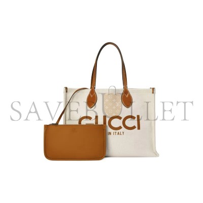 GUCCI PRINT TOTE BAG NEW BEIGE CANVAS 772176 (41*29*18cm)
